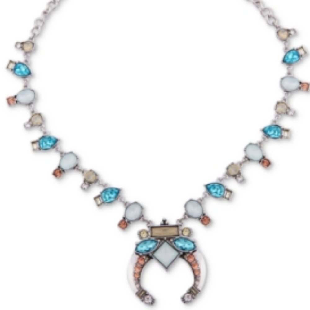 Silver-Tone Multi-Stone Statement Necklace By Guess